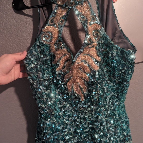 Vintage Mike Benet Formals Green Sequined/Beaded Gown Sz 8 - Picture 8 of 10